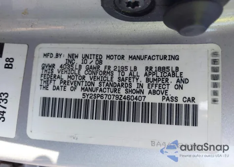 2009 Pontiac Vibe from USA, damaged, VIN 5Y2SP67079Z460407